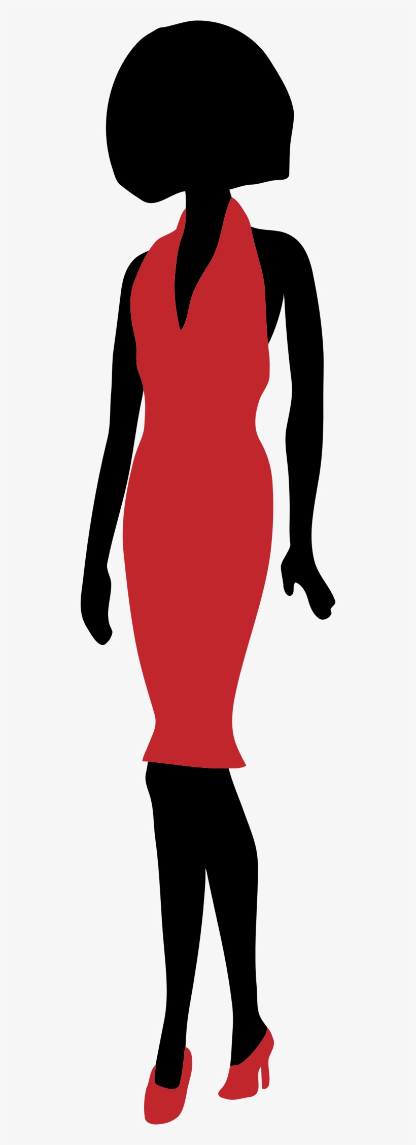 Clipart - Woman Silhouette Red Dress, transparent png download