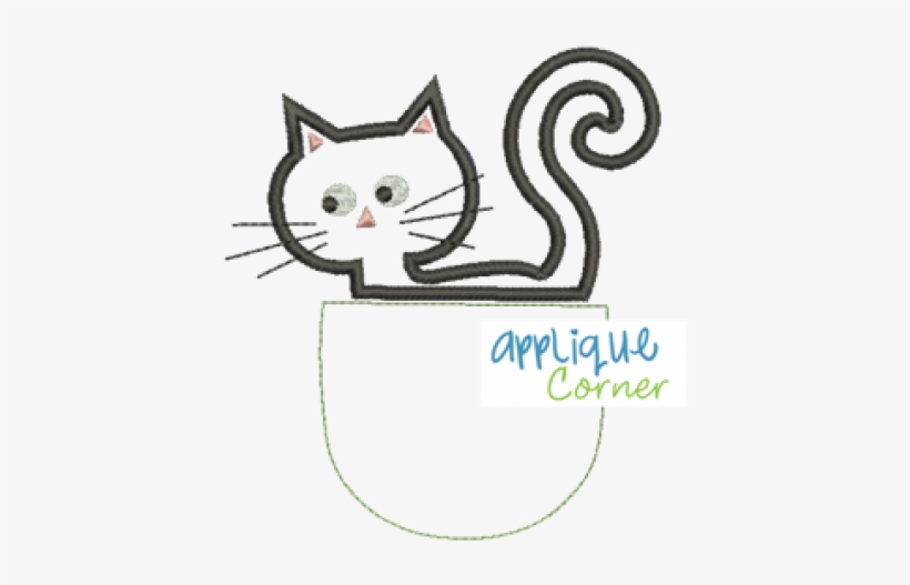 Applique Corner Cat Pocket Buddy Applique Design, Cat - Christmas Dump Truck With Tree, Gift, Ornament 6, transparent png download