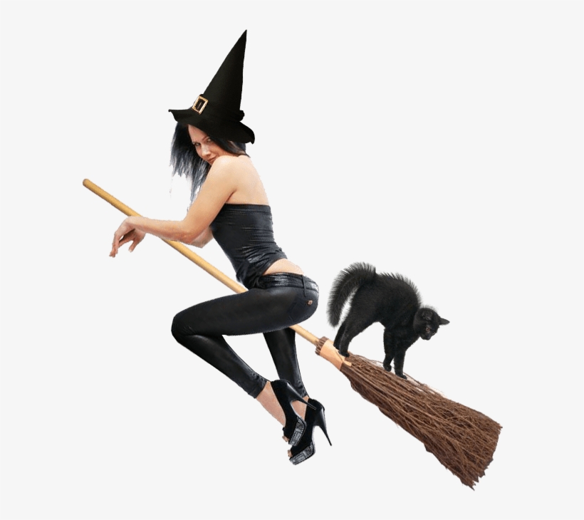 Halloween Witches Dress Transparent Png - Sexy Witch On A Broomstick, transparent png download