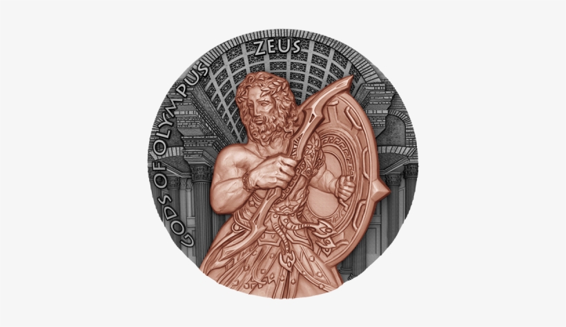 Niue 2017 5$ Gods Of Olympus Zeus 2 Oz Antique Finish - Zeus Gods Of Olympus 60ml Silver Coin 5$ Niue Island, transparent png download
