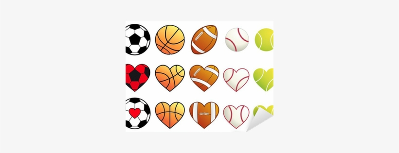 Football,soccer, Basketball, Tennis Balls And Hearts, - Sports, transparent png download