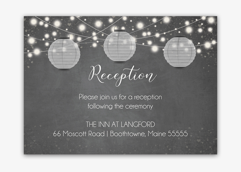 Chalkboard Paper Lantern Wedding Reception Cards - Wedding Invitation, transparent png download