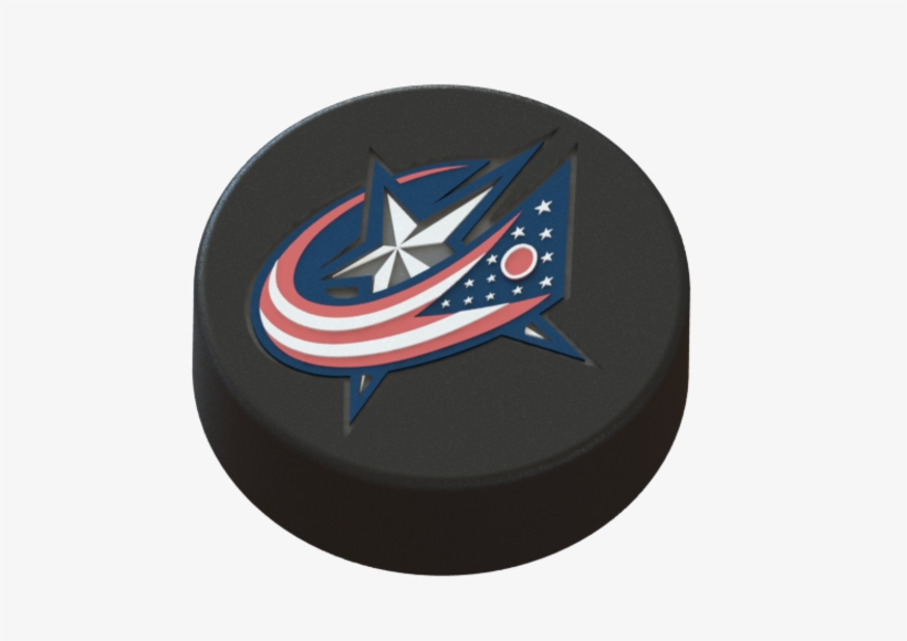 Columbus Bluejackets Logo On Ice Hockey Puck - Columbus Blue Jackets, transparent png download