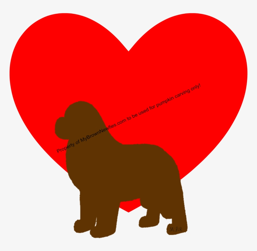 Brown Newfie Heart Pattern For Pumpkin Carving Png - Dog, transparent png download
