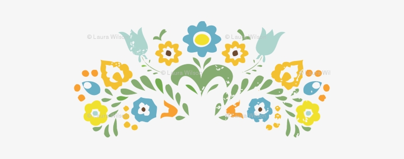Folk Flower Design In My Fiesta Ware Colors Giftwrap - Fiesta Floral Design Png, transparent png download