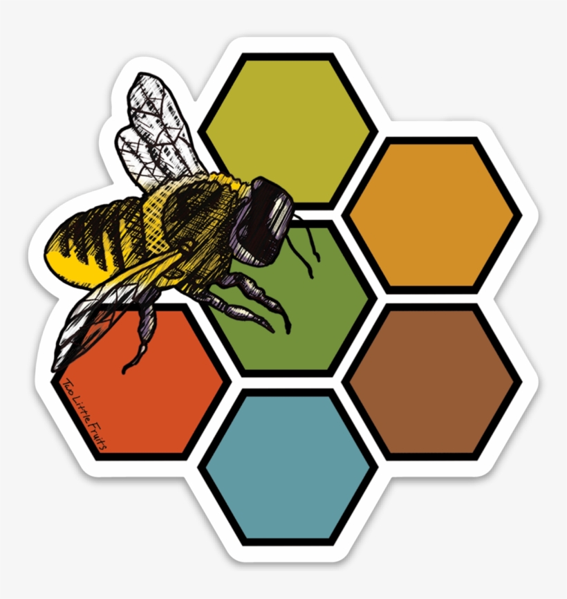 Large Honey Bee And Honeycomb Decal, Sticker - Geometric Dotwork Pattern, transparent png download