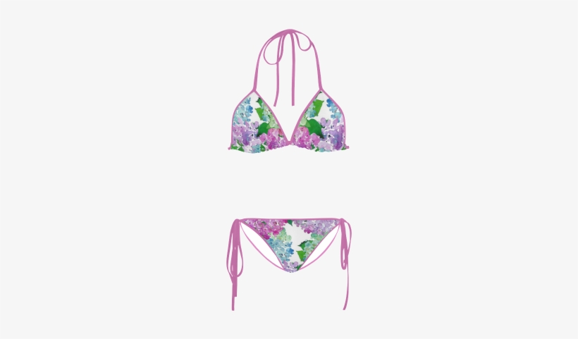 Watercolor Hydrangea Custom Bikini Swimsuit - Bichon Frise Dog Custom Bikini Swimsuit, transparent png download