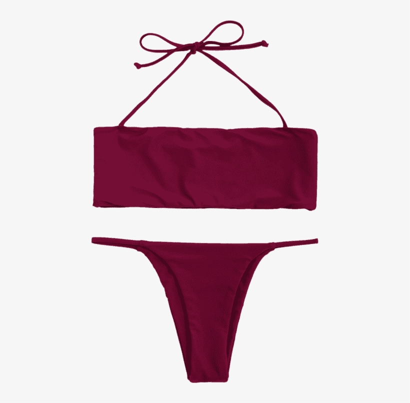 Chic Halter Thong Bikini Set - Bikini, transparent png download