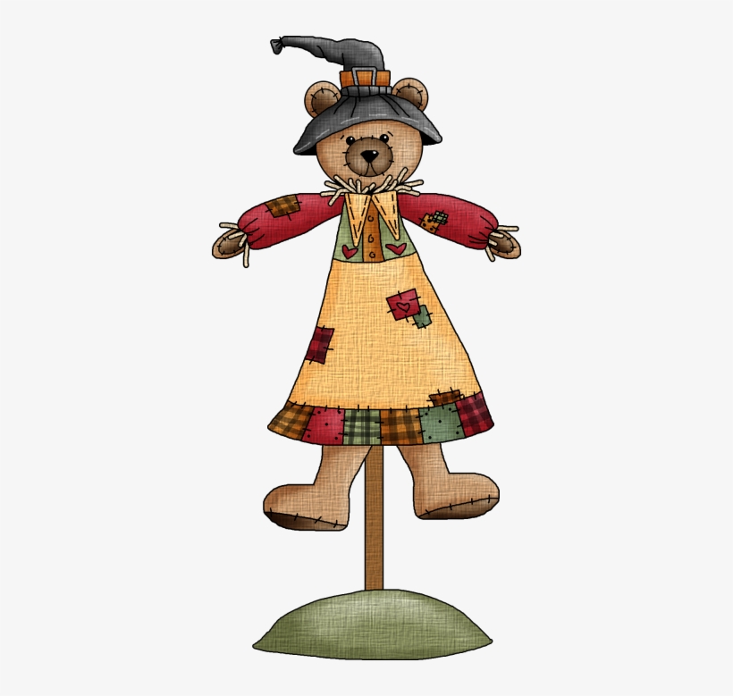 Teddy Bear Scarecrow * - Fall Clipart, transparent png download