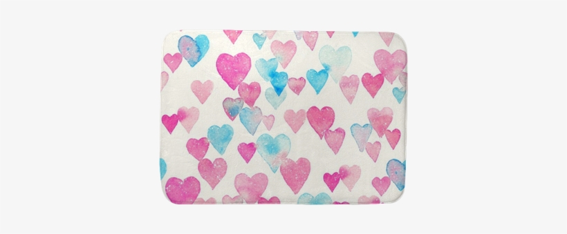 Seamless Watercolor Pattern With Colorful Hearts - Watercolor Painting, transparent png download