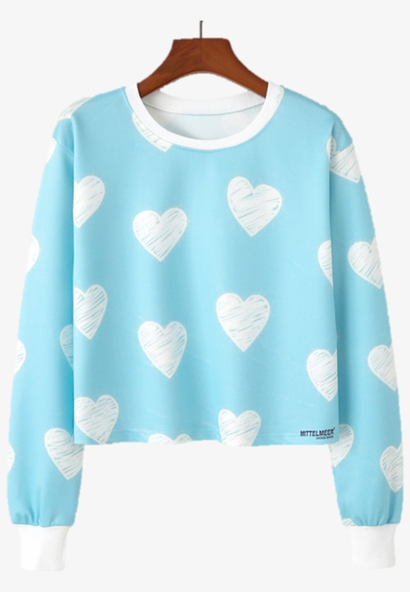 Blue Hearts Crop Top Sweatshirt - Crop Sweater Wanita Murah, transparent png download
