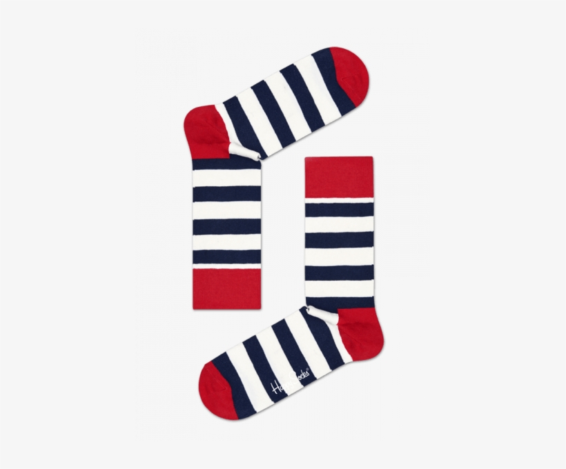 Design Socks With White, Blue And Red Stripes - Happy Socks Stripes, transparent png download