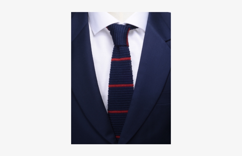 Navy W/red Stripe Knitted Tie - Stripe Knitted Tie, transparent png download