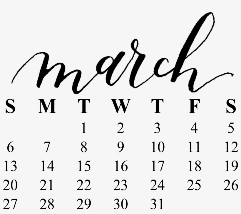 March Calendar Png Png Royalty Free - January 2018 Calendar Png, transparent png download