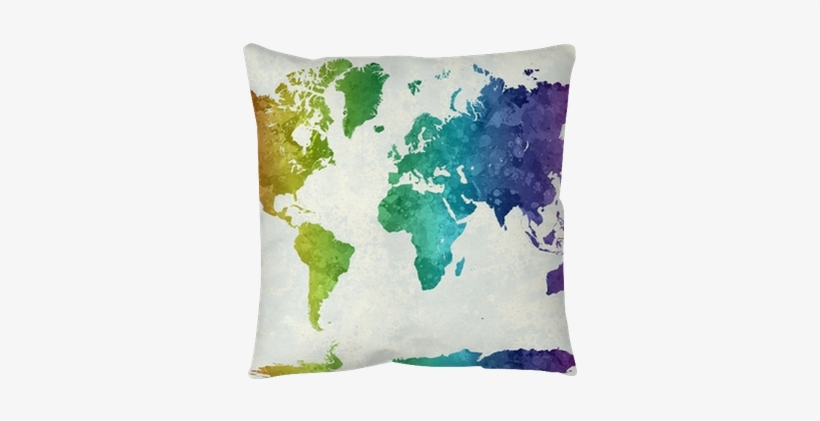World Map In Watercolor Rainbow Floor Pillow • Pixers® - Rainbow Watercolor World Map, transparent png download