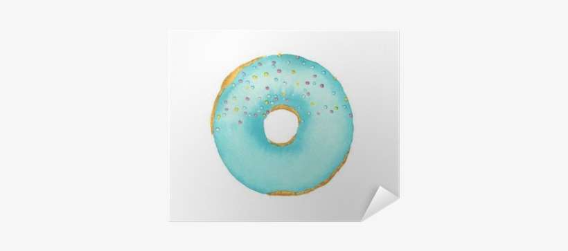Watercolor Donut With Blue Frosting Isolated On White - Circle, transparent png download