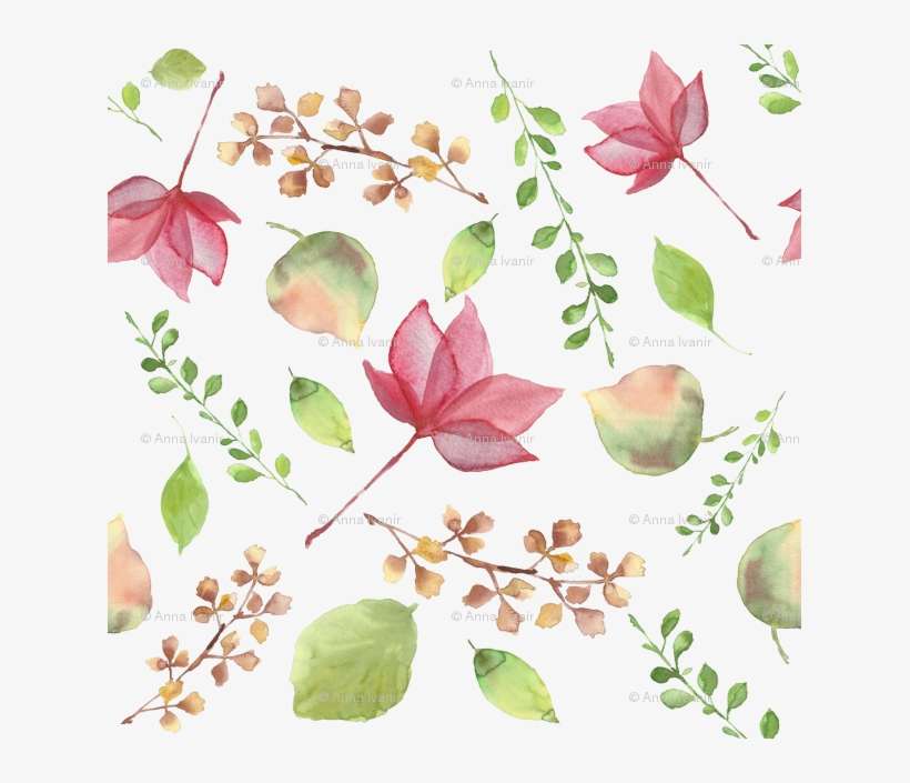 Watercolor Fabric - Watercolor Autumn Leaves Custom, transparent png download