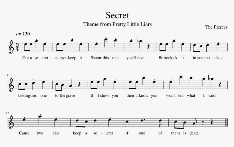 Pretty Little Liars Theme Song - Pretty Little Liars Theme Tune Keyboard Notes, transparent png download
