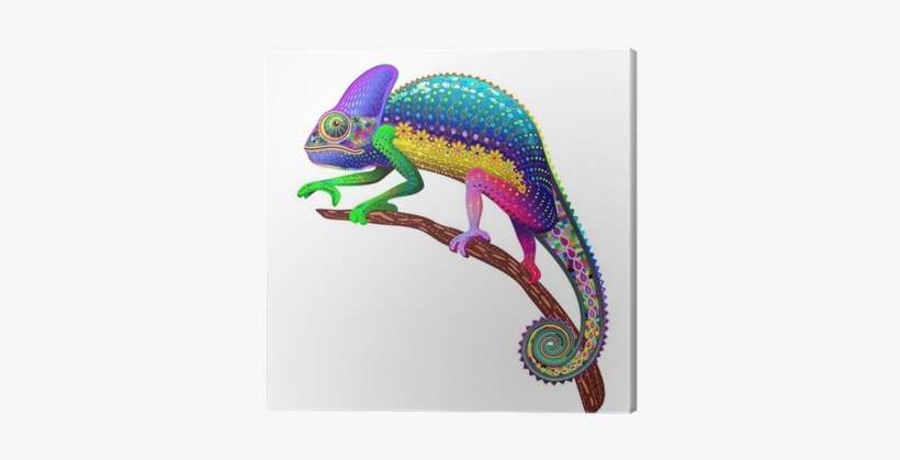 Chameleon Fantasy Rainbow Colors Canvas Print • Pixers® - Chameleon Fantasy Rainbow Shower Curtain, transparent png download