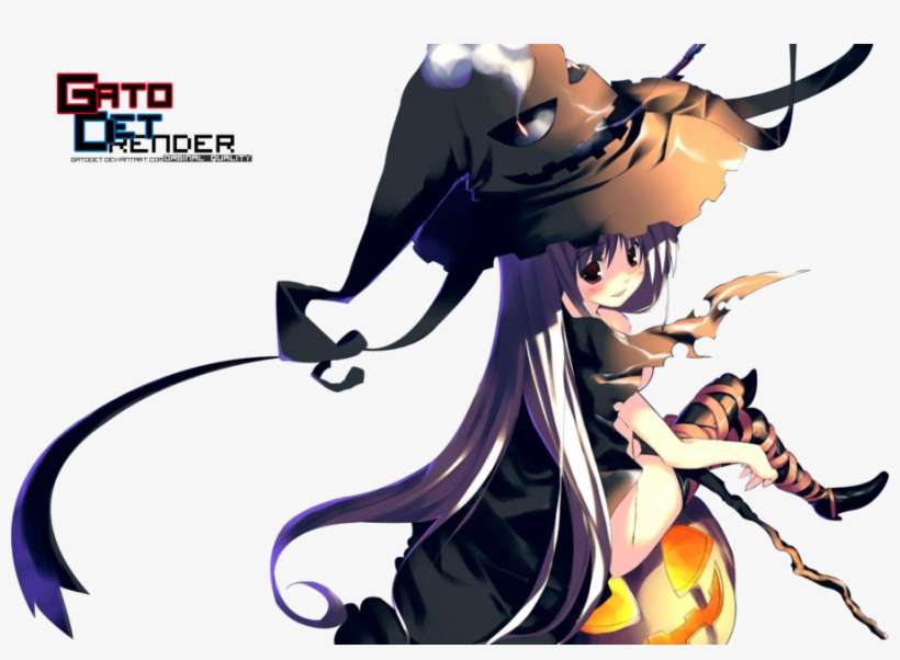 Halloween Anime Witch By Gatodet On Clipart Library - Anime Girl Witch Png, transparent png download