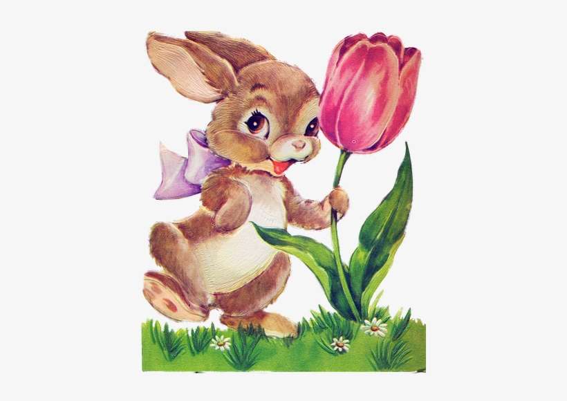 Bunny And Tulip - Cute Easter Bunny Tote Bag, Adult Unisex, Natural, transparent png download
