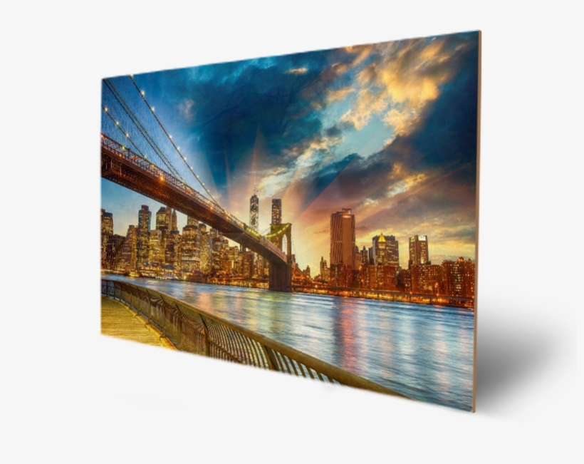 Bridges Brooklyn Bridge Nyc Sunset New York Sky Skuscrapers - 'calm Sky Over Brooklyn Bridge' Photographic Print, transparent png download