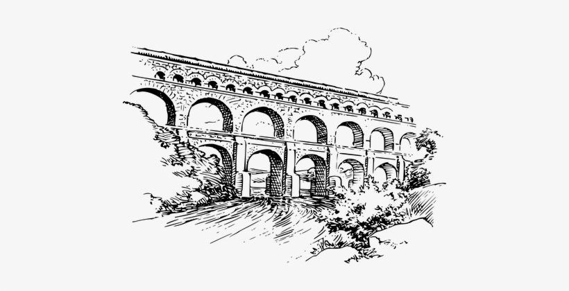 Aqueduct Architecture Bridge Canal Roman T - Pont Du Gard Sketch, transparent png download