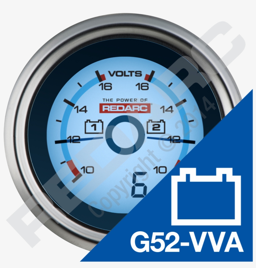 Dual Voltage 52mm Gauge With Optional Current Display - Redarc Dual Voltage Gauge, transparent png download