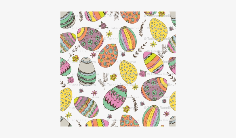 Easter Pattern With Easter Eggs And Doodles - Easter, transparent png download