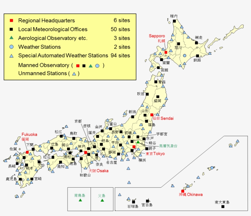 Surface Observation Network - Japan Map, transparent png download