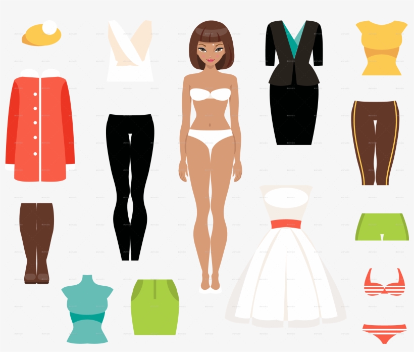 Paper Doll And A Set Of Clothes By Artbesouro - Dress Paper Doll Png, transparent png download