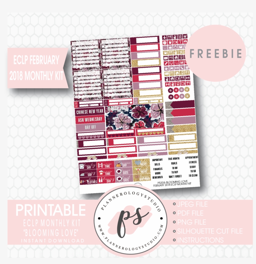 Blooming Love Eclp Erin Condren February 2018 Monthly - May Digital ...