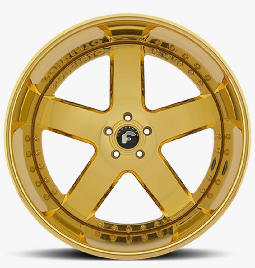 5 Lug Barra - Gold Forgiato Wheels, transparent png download