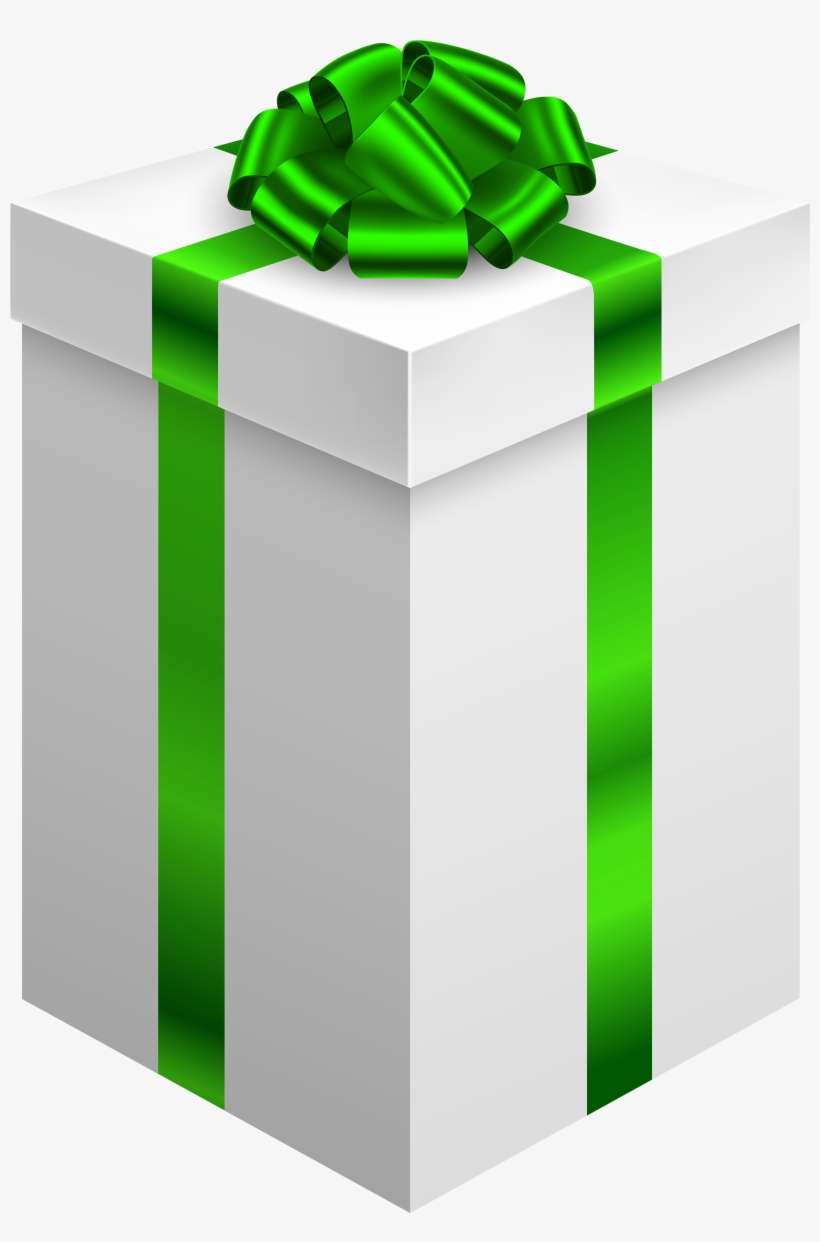 Gift Box With Green Bow Png Clipart - Blue Transparent Gift Box, transparent png download