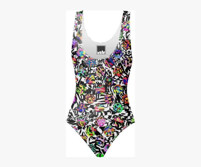 One Piece Swim Suit In Dots On Warped Checkers $98 - Maillot, transparent png download
