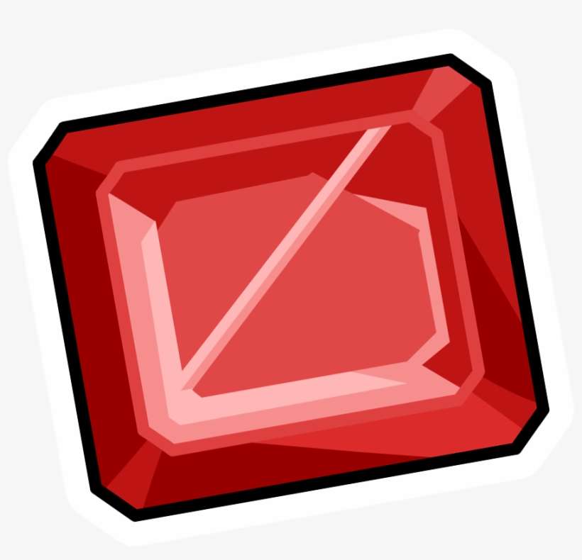 Square Ruby Pin - Red Pins Club Penguin, transparent png download