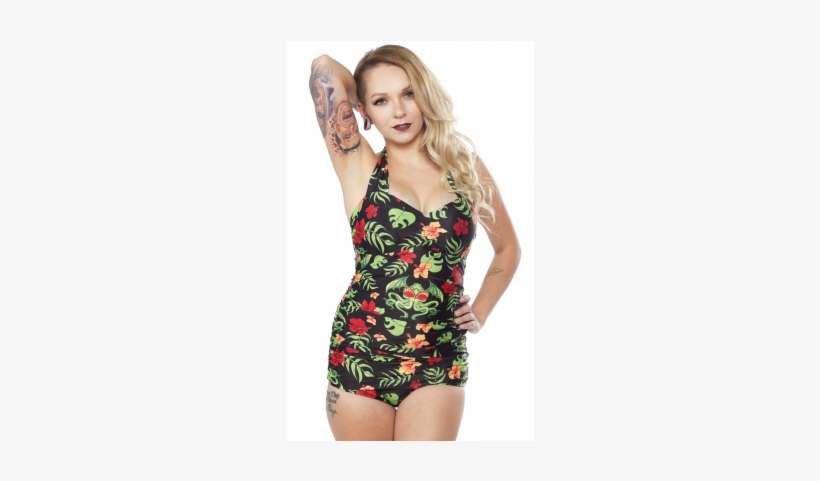 Sourpuss Tropicthulhu One Piece Swimsuit - Swimsuit, transparent png download