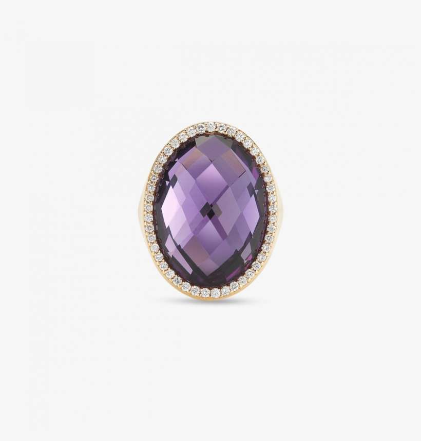 Roberto Coin Ring With Diamonds And Amethyst - Amethyst, transparent png download