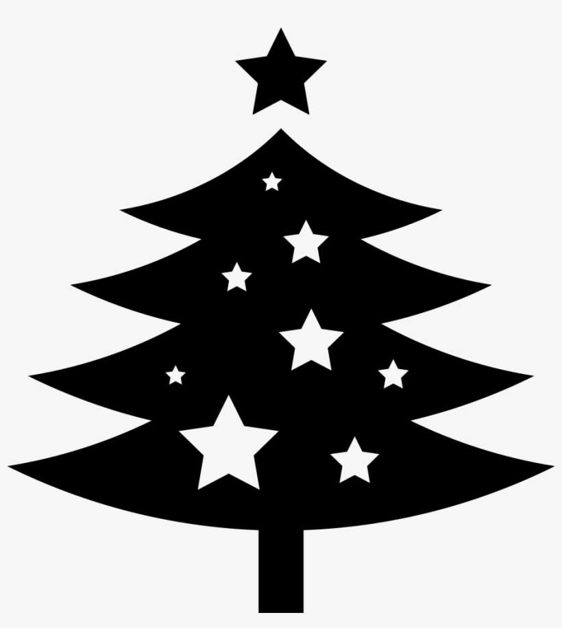 Christmas Tree Ornamented With Stars Comments - Black Christmas Tree Shape, transparent png download