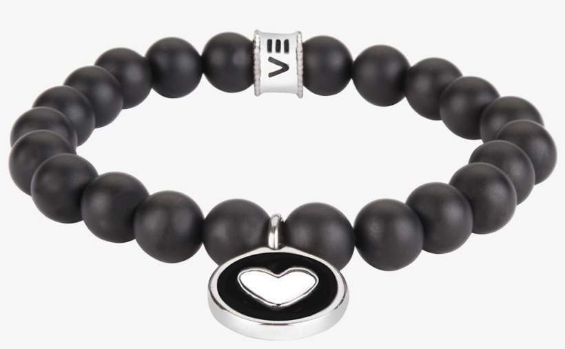 Heart Charm & Onyx Bead Bracelet - Bracelet, transparent png download