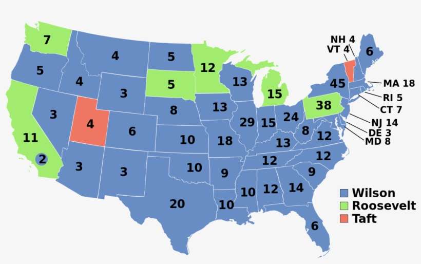 Electoral College Map 1912, transparent png download