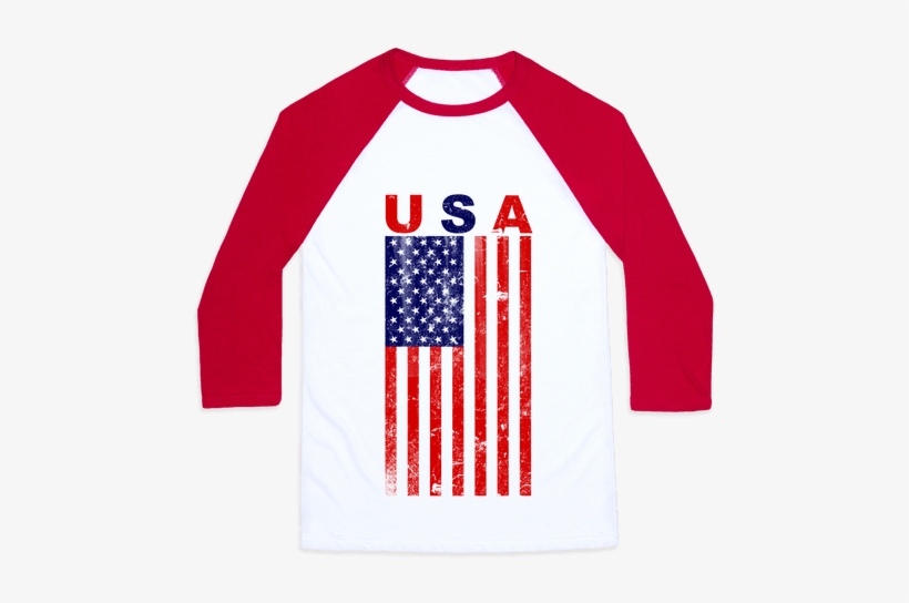 Usa Flag Baseball Tee - Girls Will Save The World, transparent png download