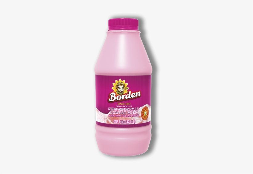 1 Percent Low Fat Strawberry Milk - Borden Milk White, transparent png download