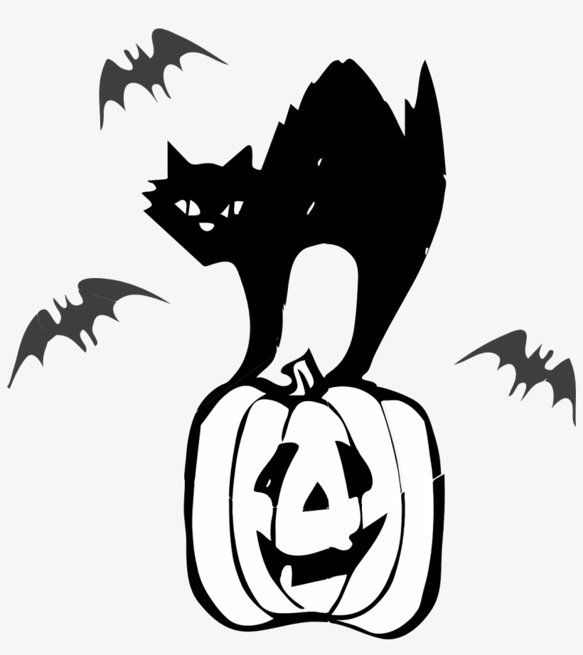 Vacation, Jack O Lantern, Black Cat, Pumpkin - Halloween Black Cat Clipart, transparent png download
