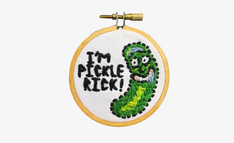 Pickle Rick Hand-embroidered Hoop - Pickle Rick, transparent png download