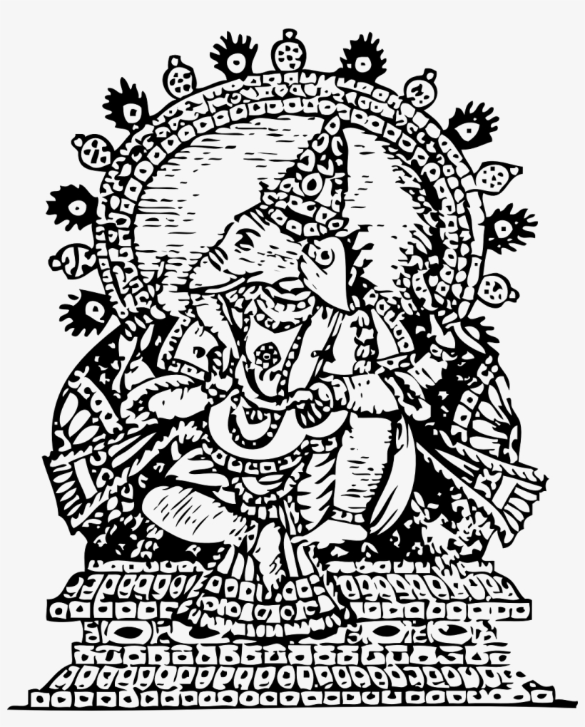 Ganesha Mahadeva Drawing Line Art Ganesh Chaturthi - Black And White Ganesh Art, transparent png download