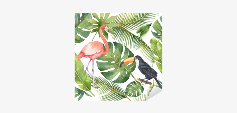 Watercolor Seamless Pattern Of Coconut And Palm Trees - Watercolor Painting, transparent png download