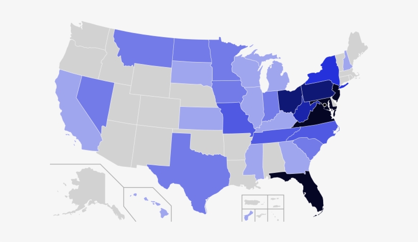 Map Of Trips Made By Donald Trump Within The United - States Voting For Clinton, transparent png download