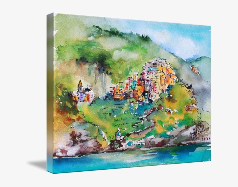 #corniglia #cinque #terre #italy #watercolor By #ginette - Corniglia Painting, transparent png download