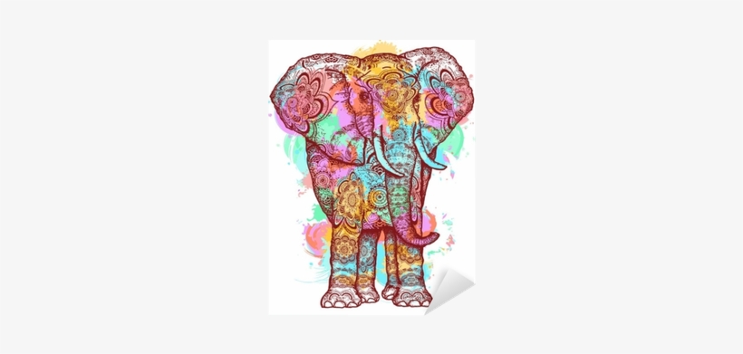 Creative Art Elephant And Color Splashes Symbol Meditation, - Color Festival T Shirt Design, transparent png download